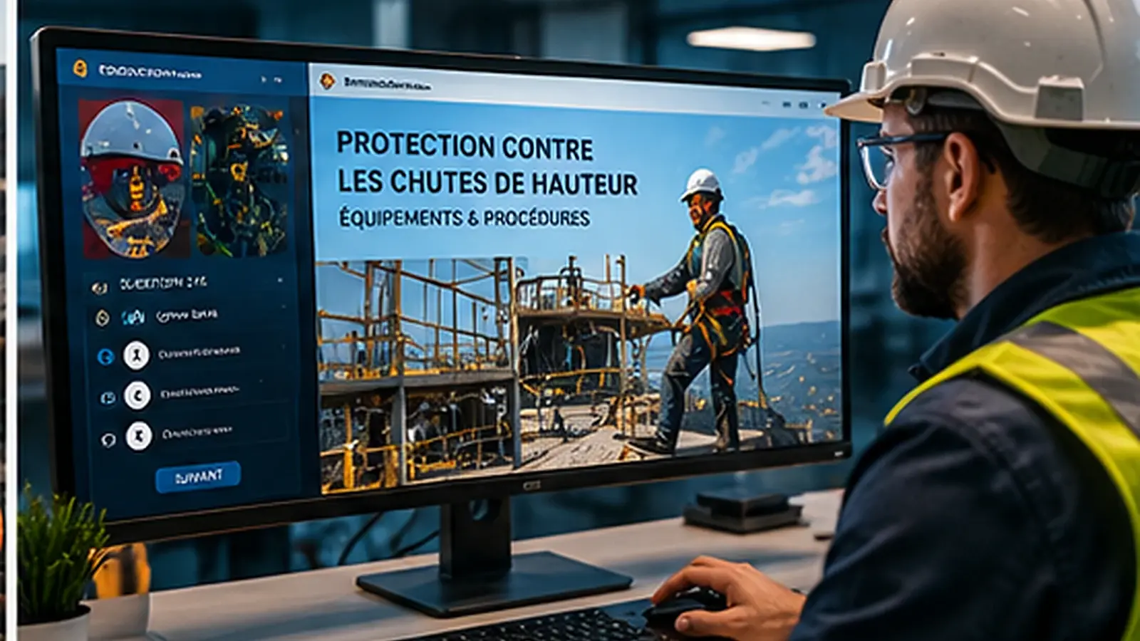 Module e-learning réaliste affiché sur écran