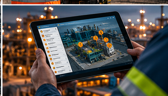 Tablette interactive avec plan de site